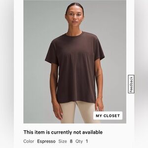 Lululemon All Yours Cotton T Shirt 8 Espresso